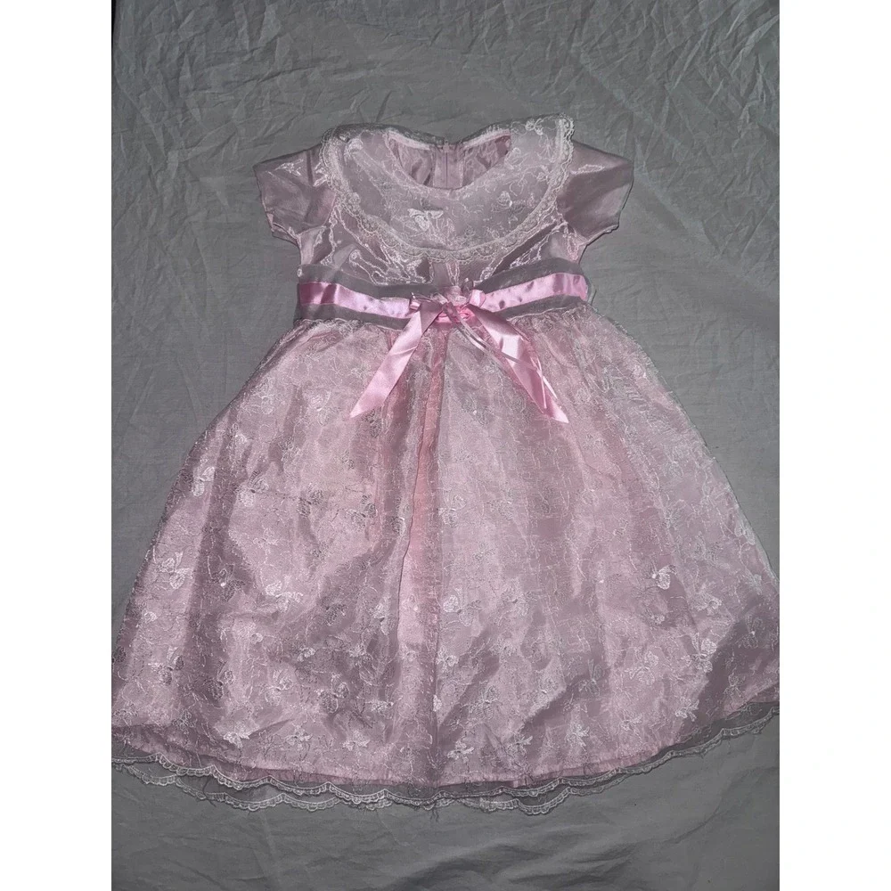 Koko USA Girls Pink Lace Special Occasion Dress Flower Girl Easter Vintage‎ 4